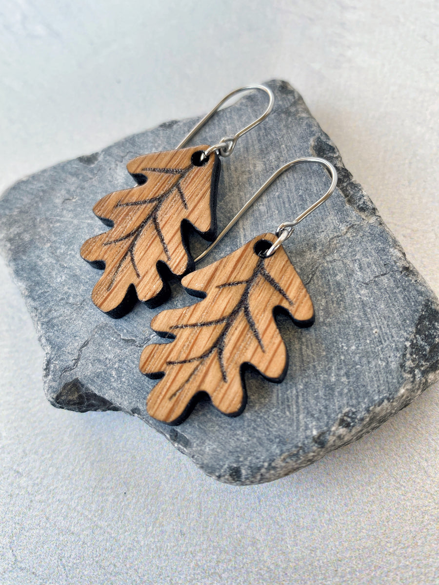 Wood, Leather, and Organic Materials Jewelry Riveted Oak Designs