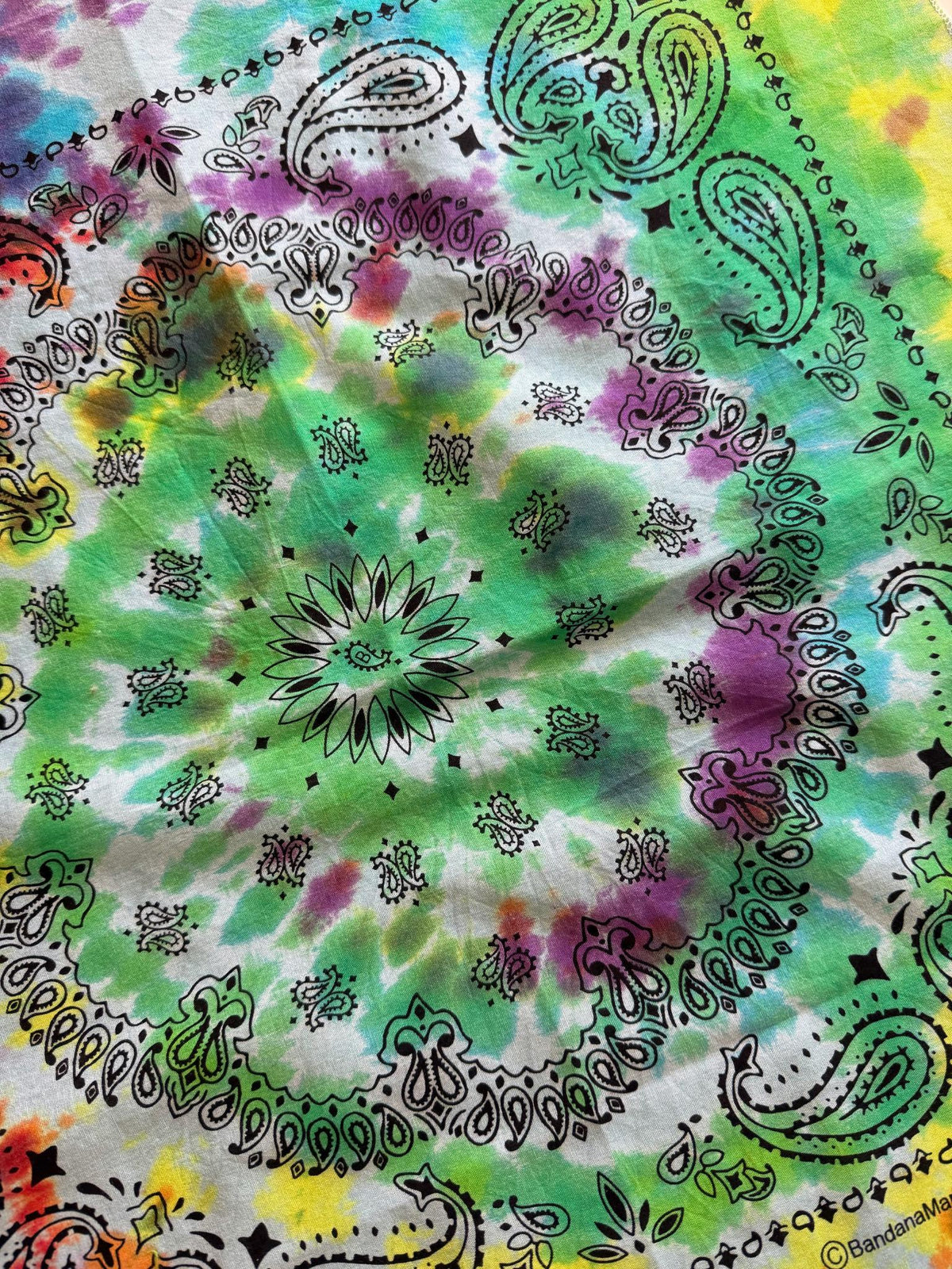 Ellie B's Creations - Rainbow Paisley Tie Dye Bandanna - Tie Dye Handkerchief - Dyed Bandana - Colorful Bandana