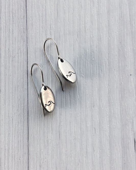 Double Wave Oval Stainless Steel Earrings
