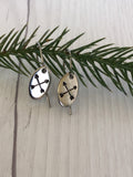 Crossed Arrows Oval Stainless Steel Earrings