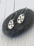 Crossed Arrows Oval Stainless Steel Earrings