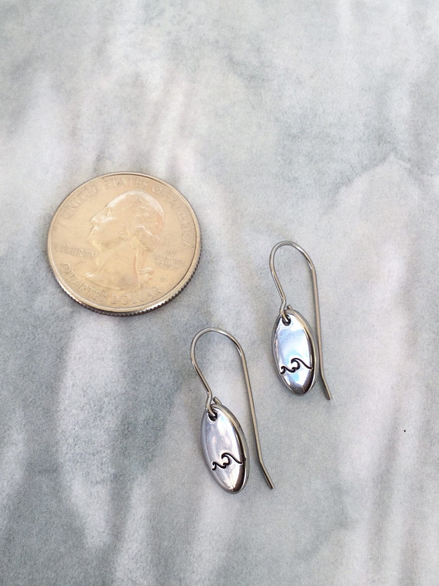 Double Wave Oval Stainless Steel Earrings