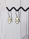 Crossed Arrows Oval Stainless Steel Earrings