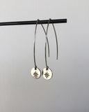 Compass Rose Long Round Stainless Steel Earrings
