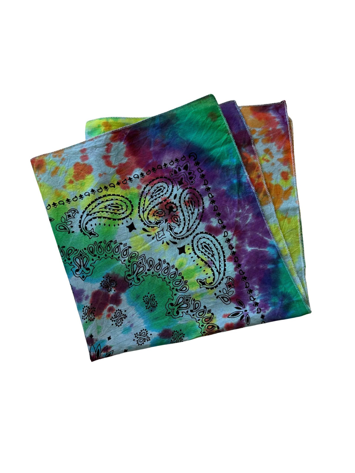 Ellie B's Creations - Rainbow Paisley Tie Dye Bandanna - Tie Dye Handkerchief - Dyed Bandana - Colorful Bandana