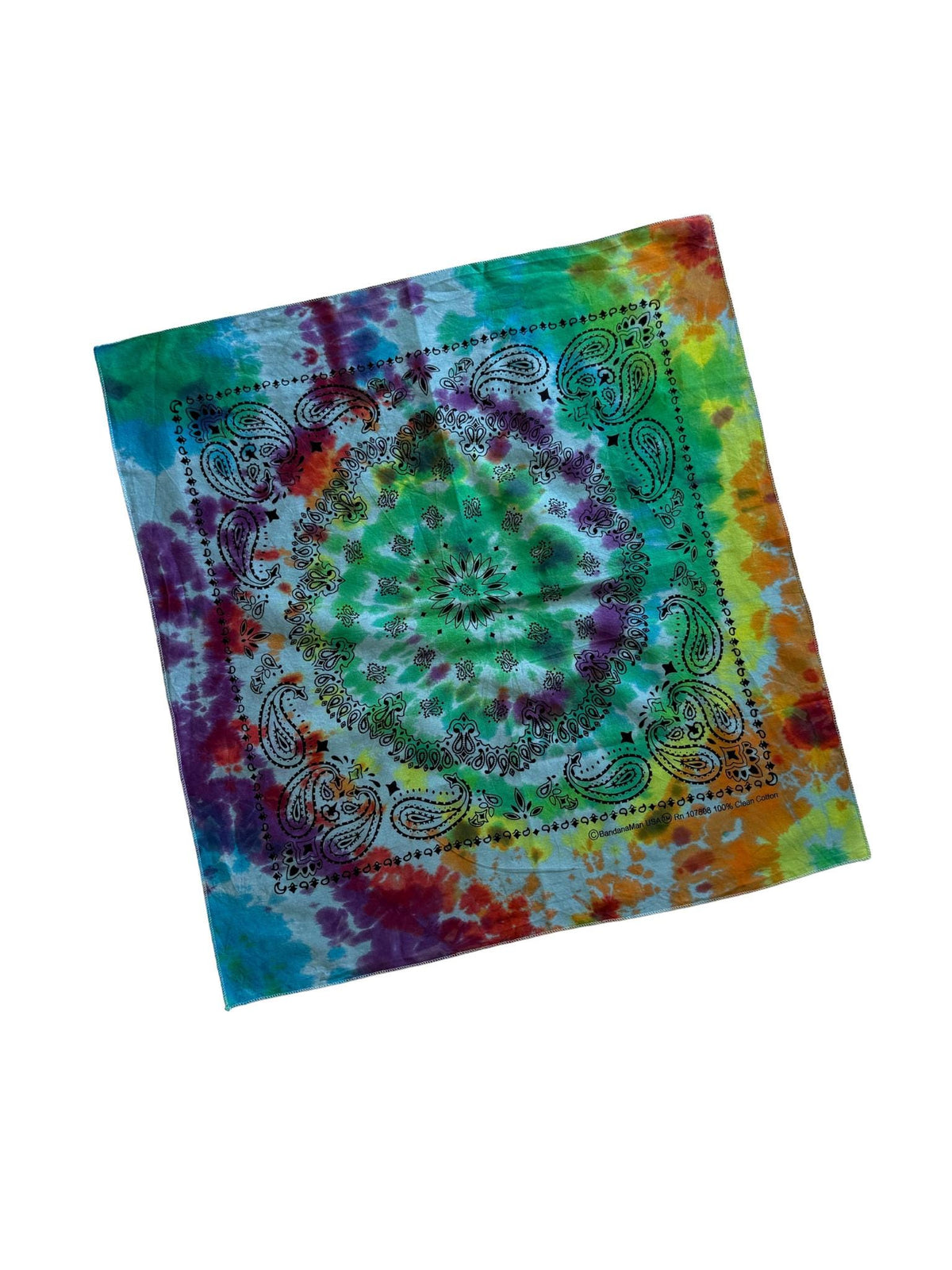 Ellie B's Creations - Rainbow Paisley Tie Dye Bandanna - Tie Dye Handkerchief - Dyed Bandana - Colorful Bandana