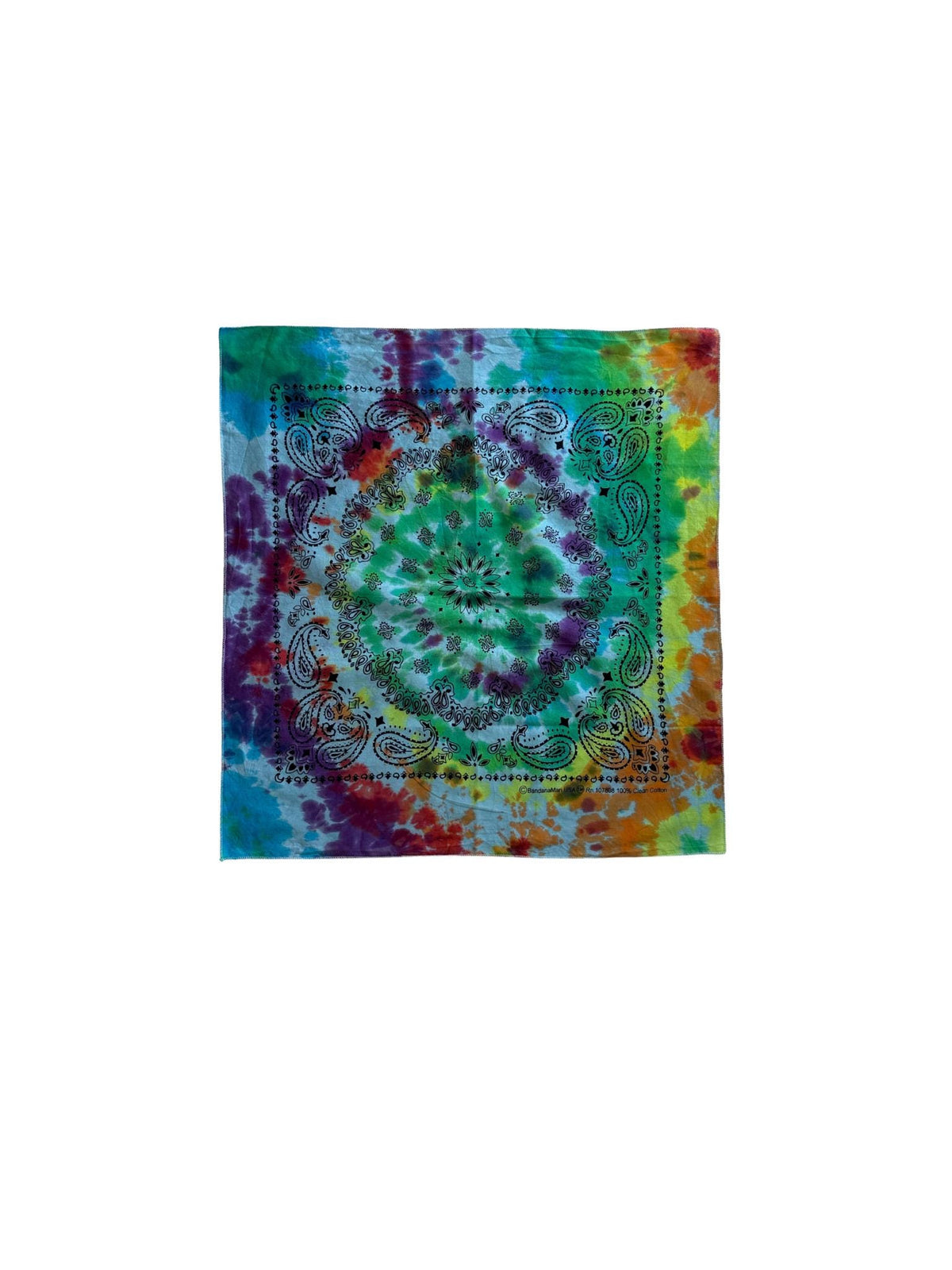 Ellie B's Creations - Rainbow Paisley Tie Dye Bandanna - Tie Dye Handkerchief - Dyed Bandana - Colorful Bandana