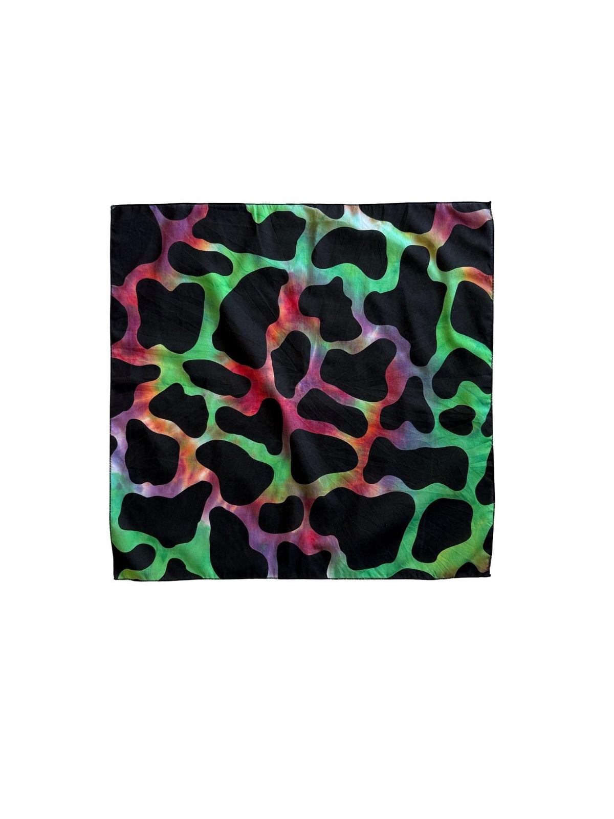 Ellie B's Creations - Rainbow Cow Print Tie Dye Bandanna - Tie Dye Handkerchief - 100% Cotton Bandana - Colorful Bandana