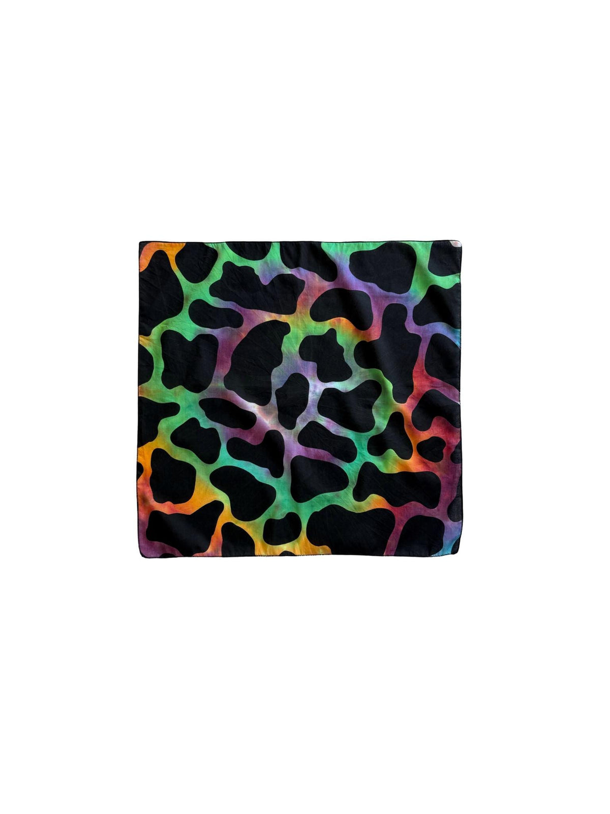 Ellie B's Creations - Rainbow Cow Print Tie Dye Bandanna - Tie Dye Handkerchief - 100% Cotton Bandana - Colorful Bandana