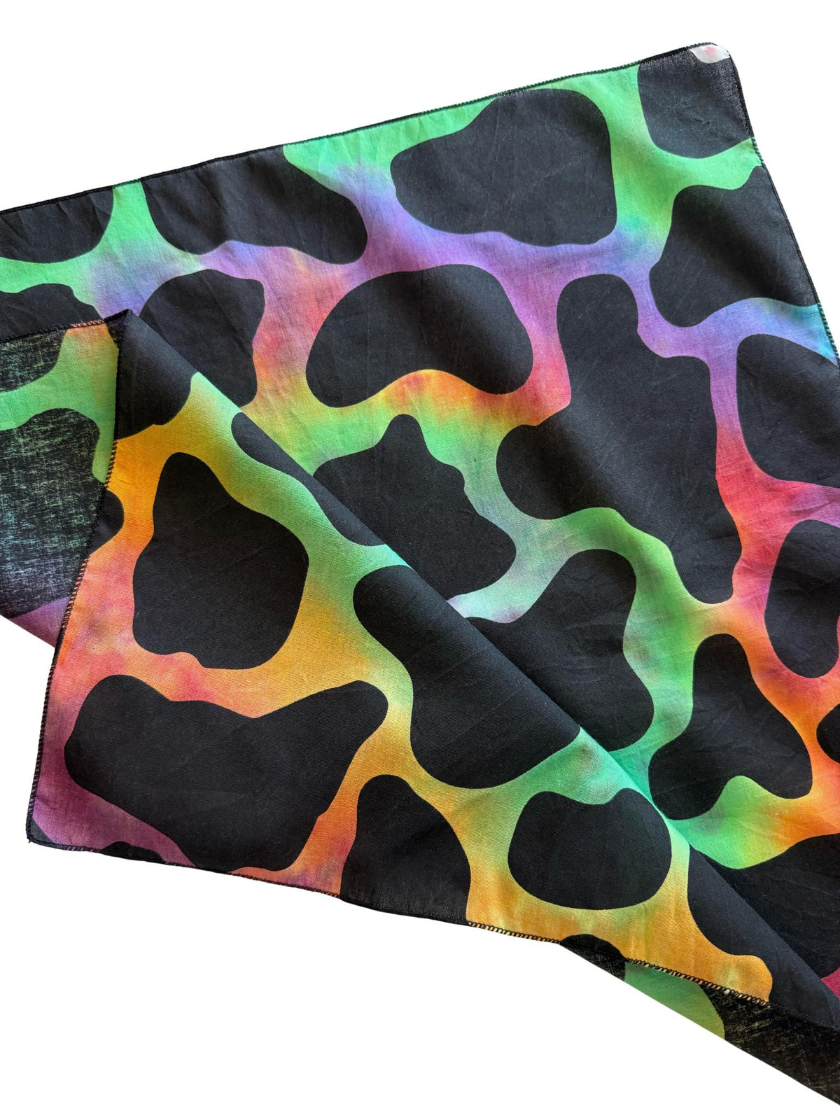 Ellie B's Creations - Rainbow Cow Print Tie Dye Bandanna - Tie Dye Handkerchief - 100% Cotton Bandana - Colorful Bandana