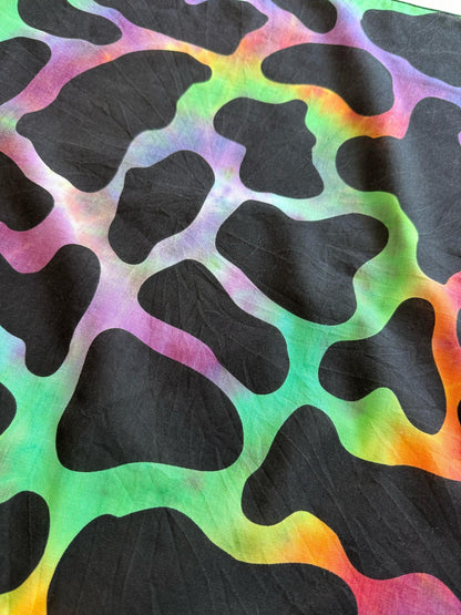 Ellie B's Creations - Rainbow Cow Print Tie Dye Bandanna - Tie Dye Handkerchief - 100% Cotton Bandana - Colorful Bandana