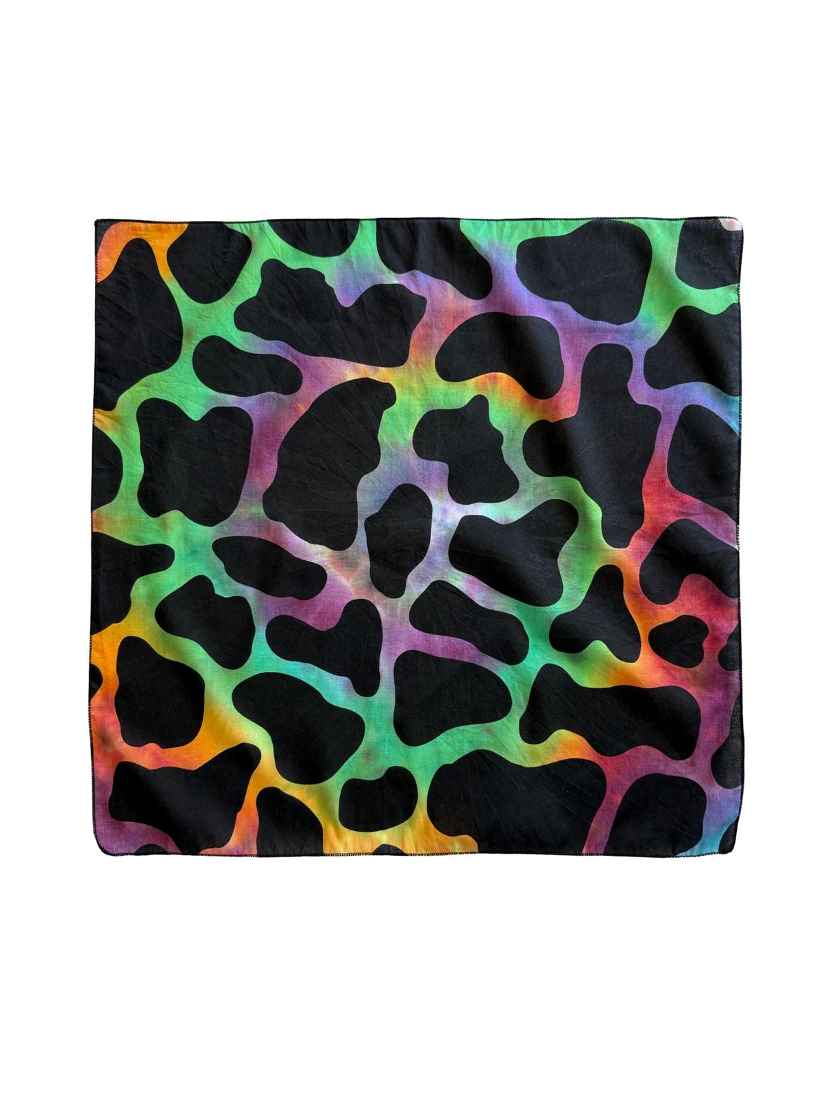 Ellie B's Creations - Rainbow Cow Print Tie Dye Bandanna - Tie Dye Handkerchief - 100% Cotton Bandana - Colorful Bandana