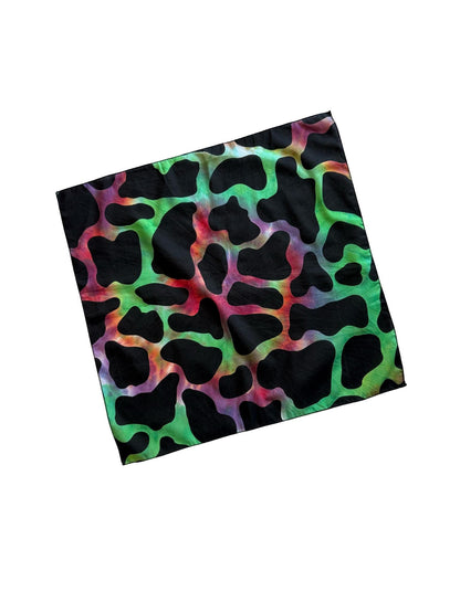 Ellie B's Creations - Rainbow Cow Print Tie Dye Bandanna - Tie Dye Handkerchief - 100% Cotton Bandana - Colorful Bandana