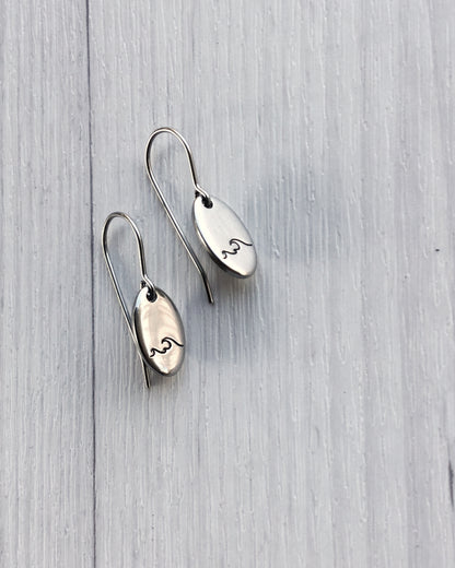 Double Wave Oval Stainless Steel Earrings