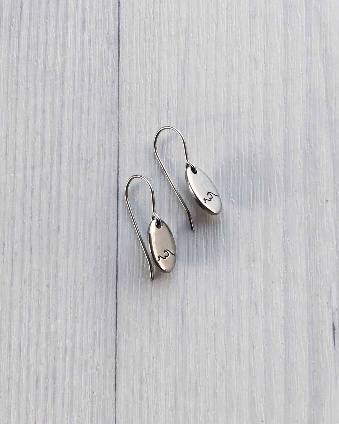 Double Wave Oval Stainless Steel Earrings