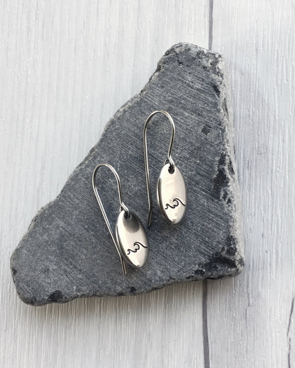 Double Wave Oval Stainless Steel Earrings