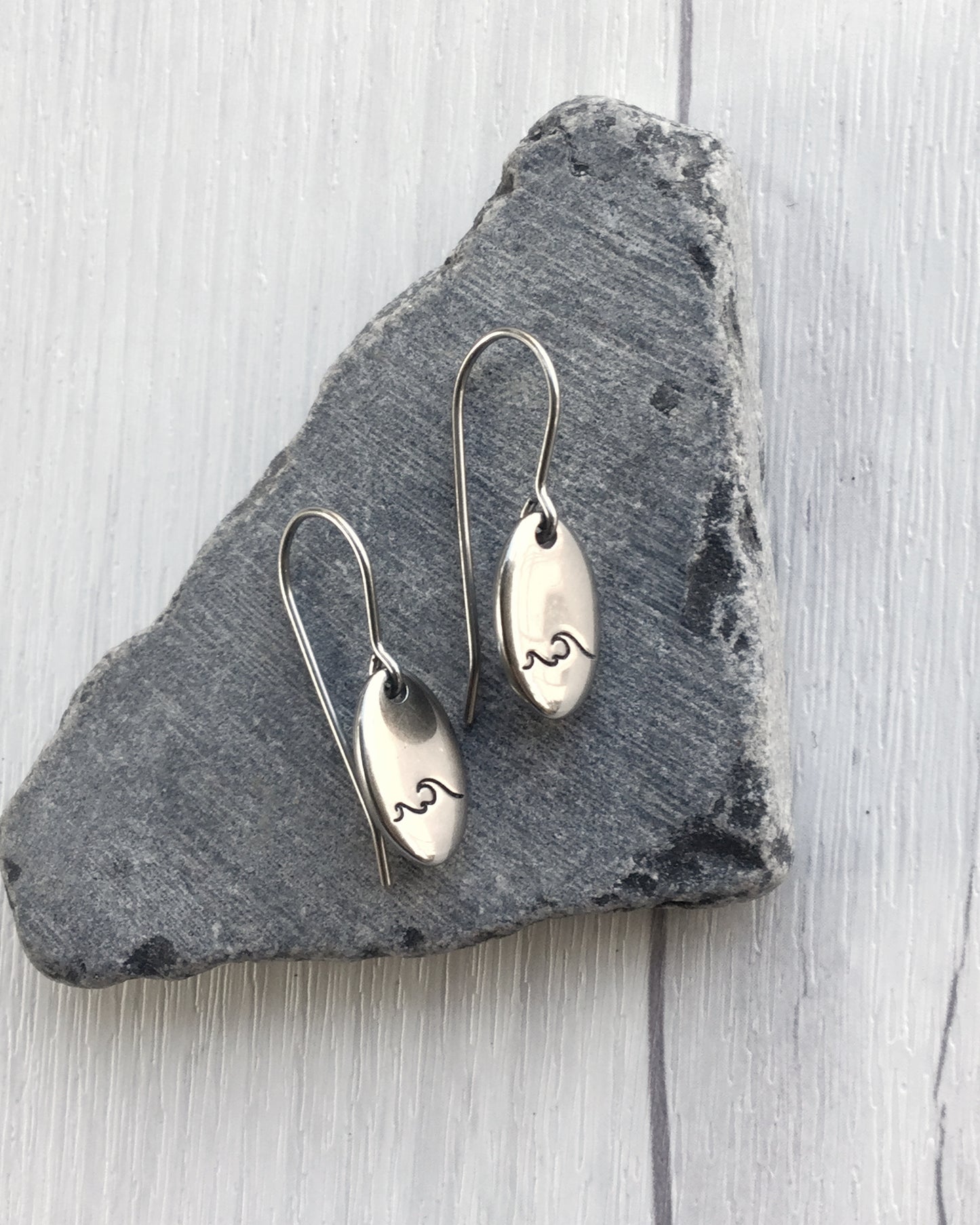 Double Wave Oval Stainless Steel Earrings