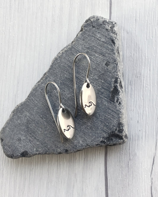 Double Wave Oval Stainless Steel Earrings