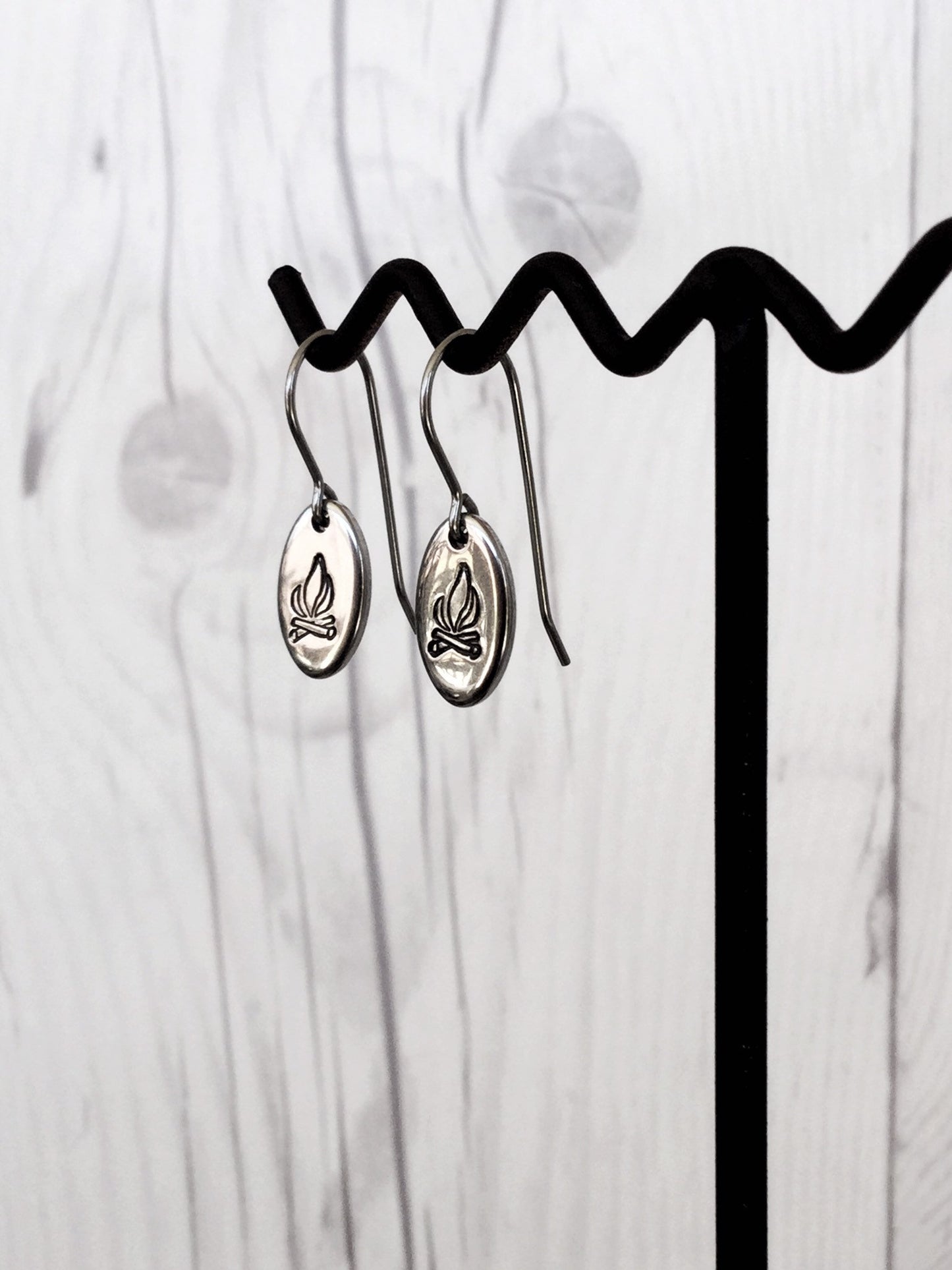 Campfire Oval Stainless Steel Earrings