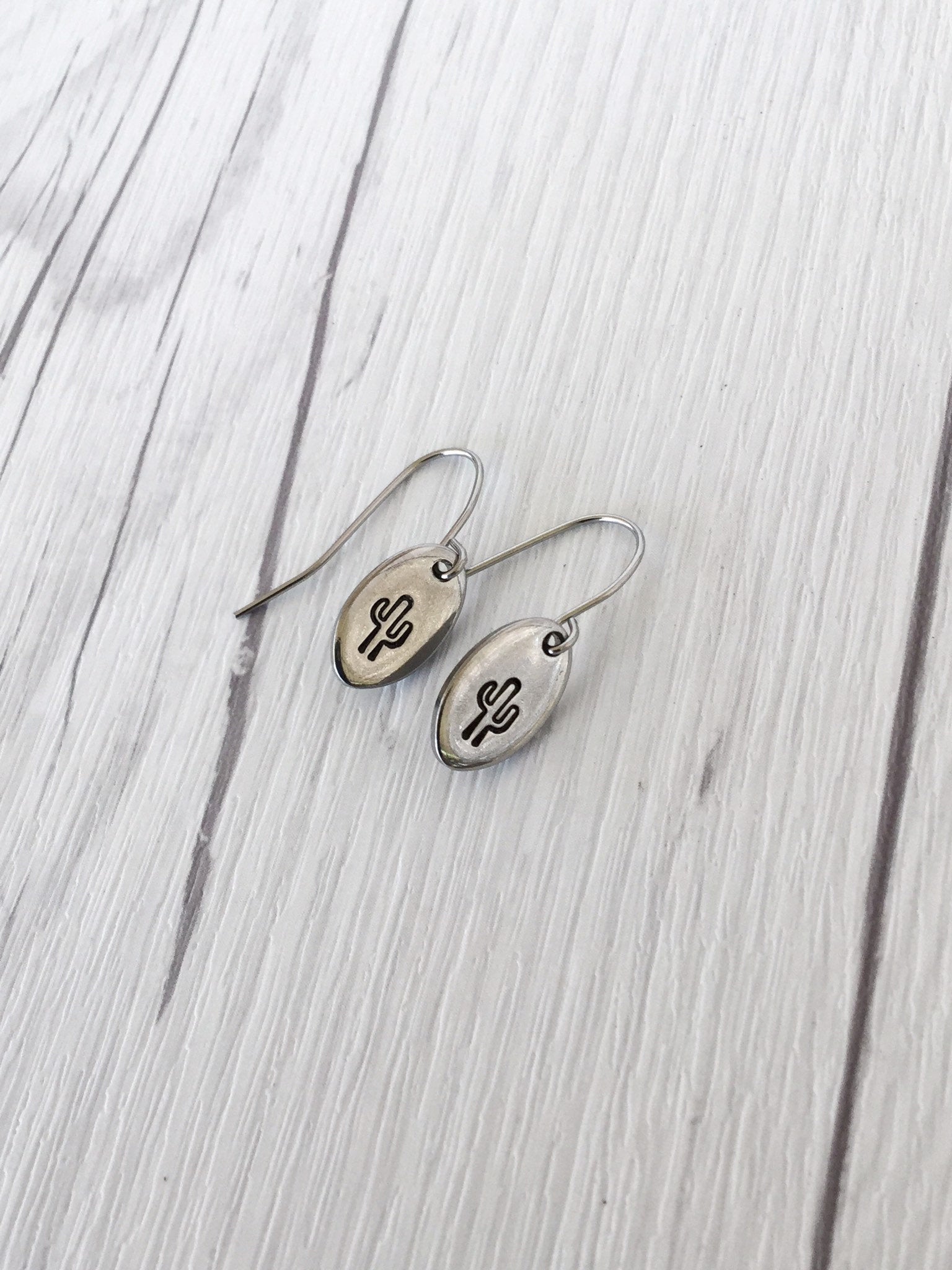 Cactus Steel Earrings - Riveted Oak Designs