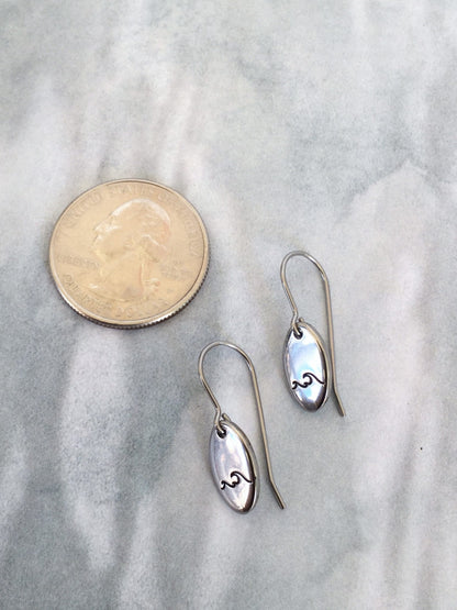 Double Wave Oval Stainless Steel Earrings