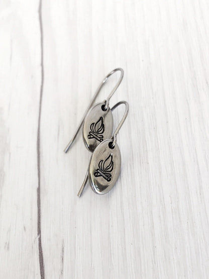 Campfire Oval Stainless Steel Earrings
