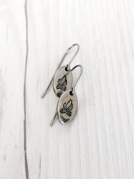 Campfire Oval Stainless Steel Earrings