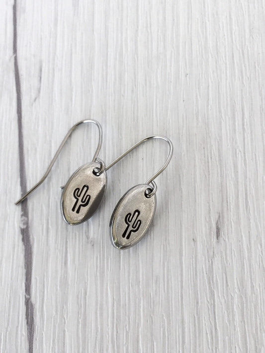Cactus Steel Earrings - Riveted Oak Designs