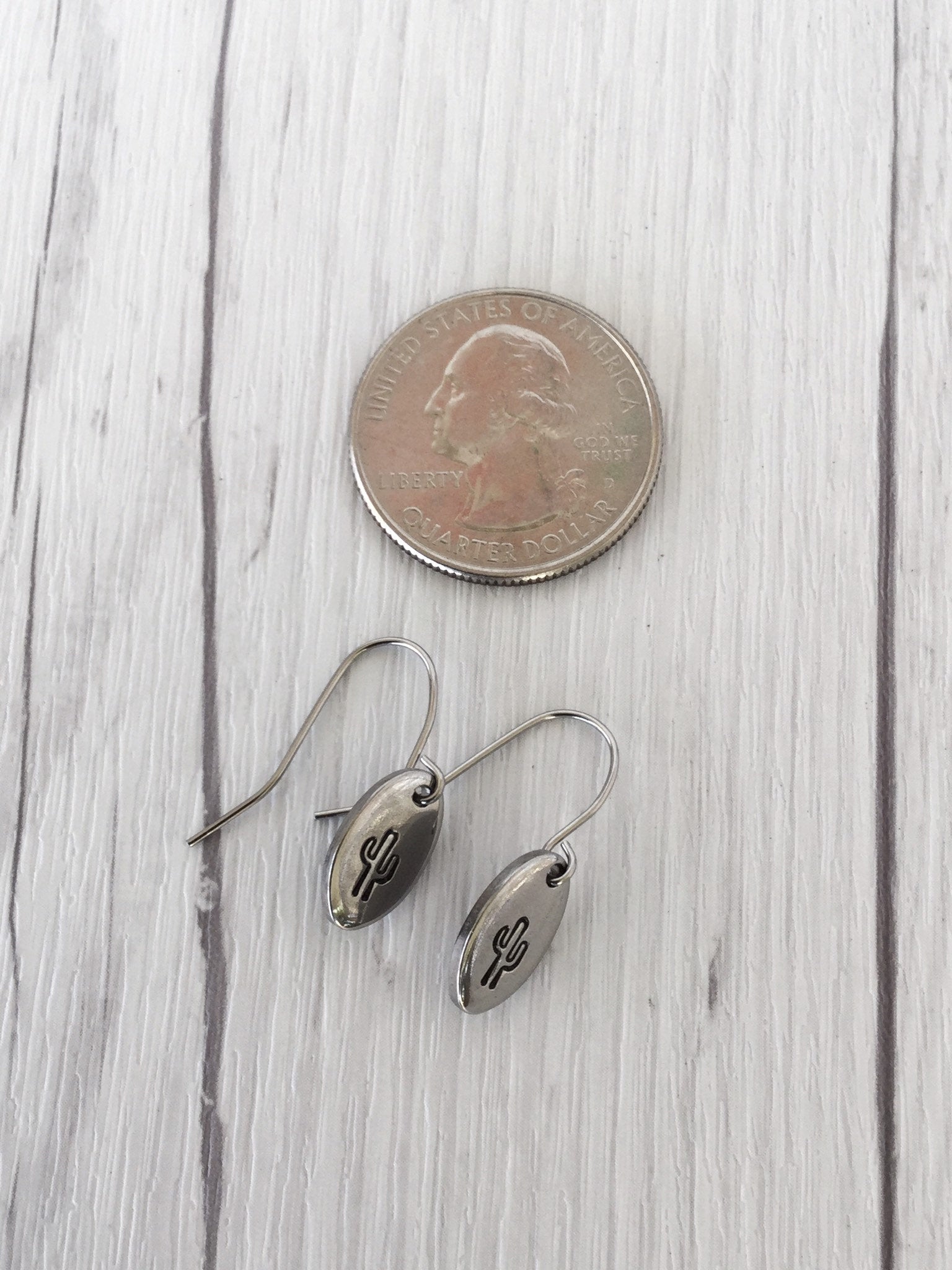 Cactus Steel Earrings - Riveted Oak Designs