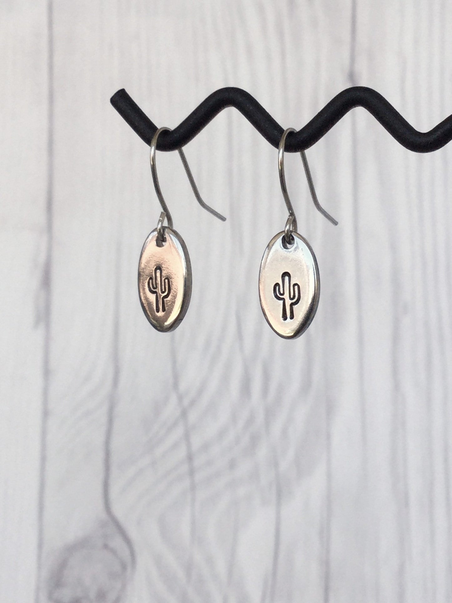 Cactus Steel Earrings - Riveted Oak Designs