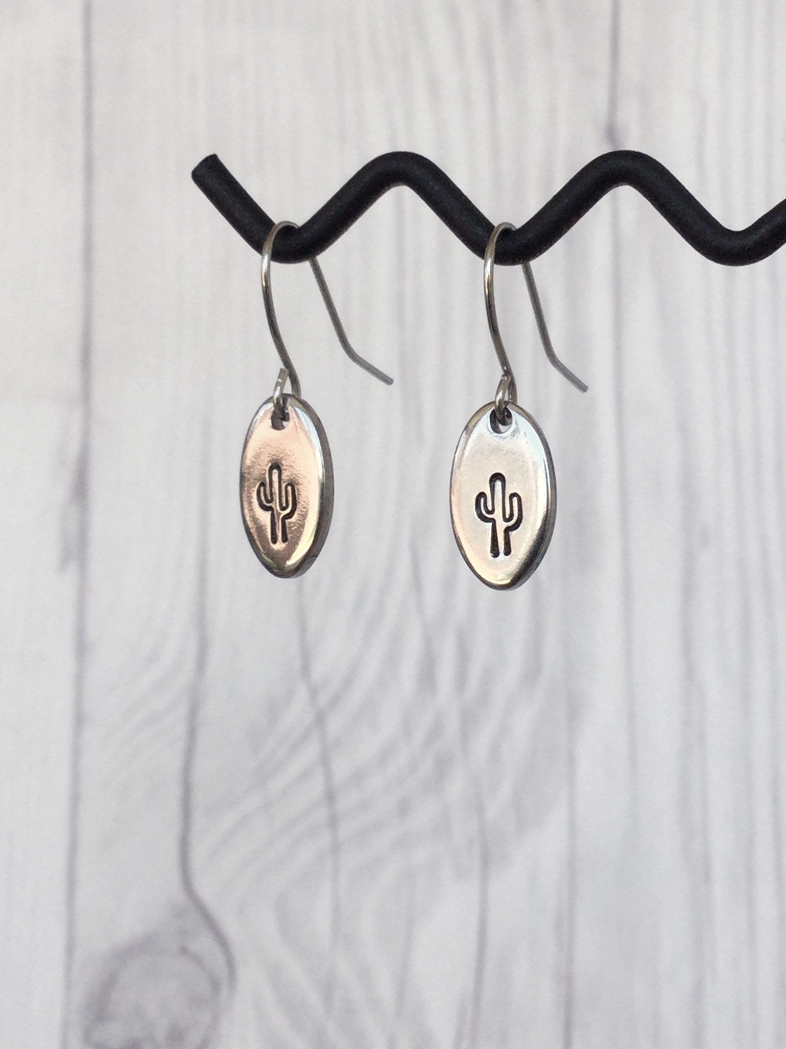 Cactus Steel Earrings - Riveted Oak Designs