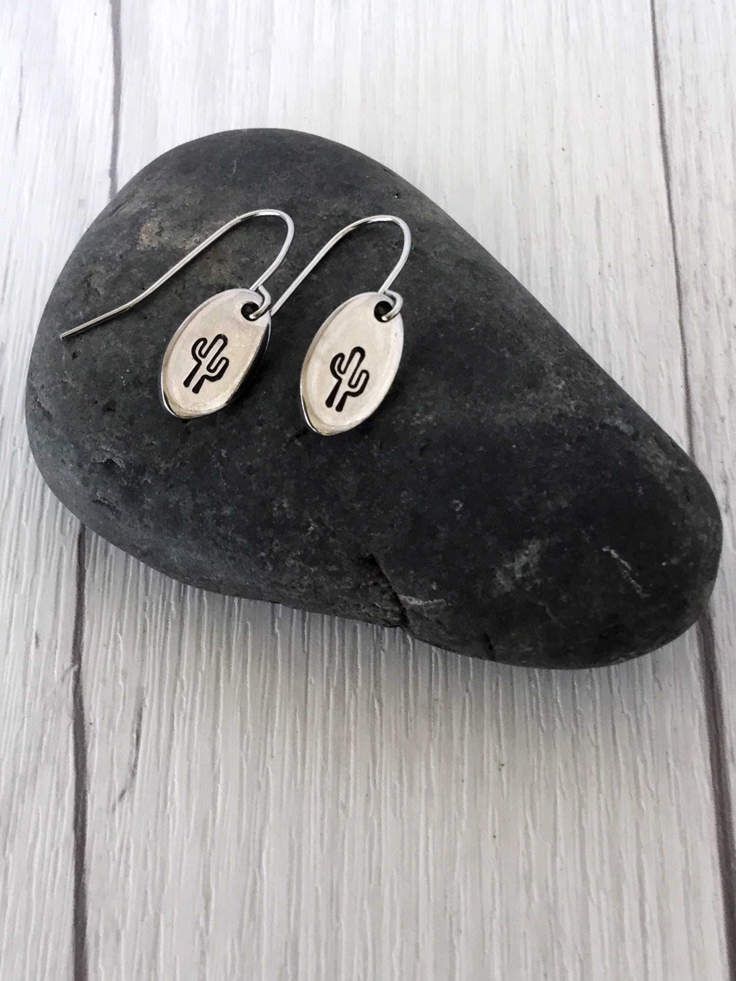 Cactus Steel Earrings - Riveted Oak Designs