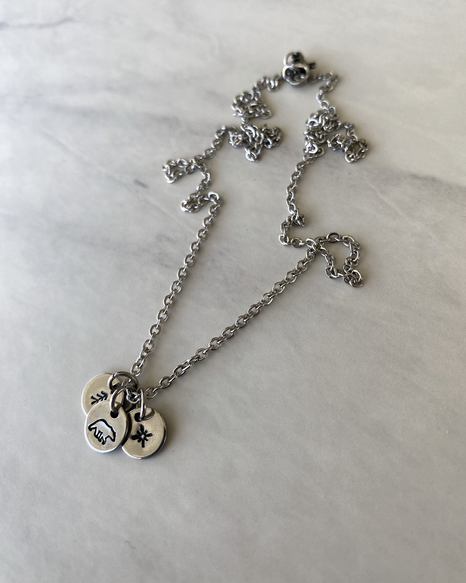 Bear Star Pine Necklace - Wilderness Charm Necklace - 18" Stainless Steel Travel Necklace - Traveler Gift  - Minimalist Hiker Necklace