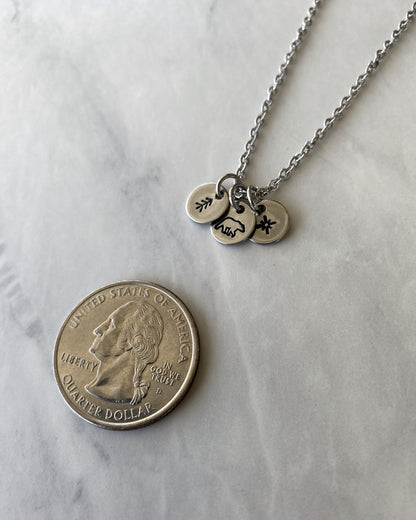 Bear Star Pine Necklace - Wilderness Charm Necklace - 18" Stainless Steel Travel Necklace - Traveler Gift  - Minimalist Hiker Necklace