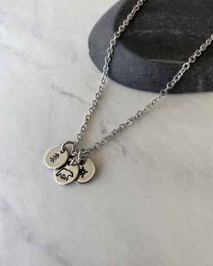 Bear Star Pine Necklace - Wilderness Charm Necklace - 18" Stainless Steel Travel Necklace - Traveler Gift  - Minimalist Hiker Necklace