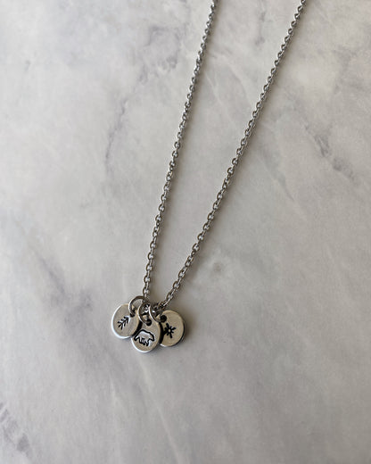 Bear Star Pine Necklace - Wilderness Charm Necklace - 18" Stainless Steel Travel Necklace - Traveler Gift  - Minimalist Hiker Necklace