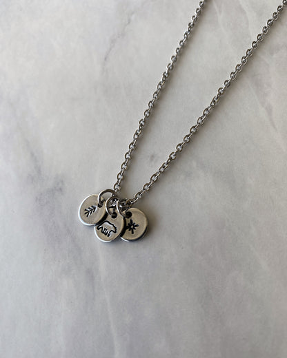 Bear Star Pine Necklace - Wilderness Charm Necklace - 18" Stainless Steel Travel Necklace - Traveler Gift  - Minimalist Hiker Necklace