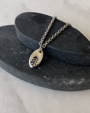 Simple Pine Necklace - Dainty Pine Tree Necklace - 18&quot; Stainless Steel Pine Necklace - Hiker Gift  - Minimalist Camp Necklace