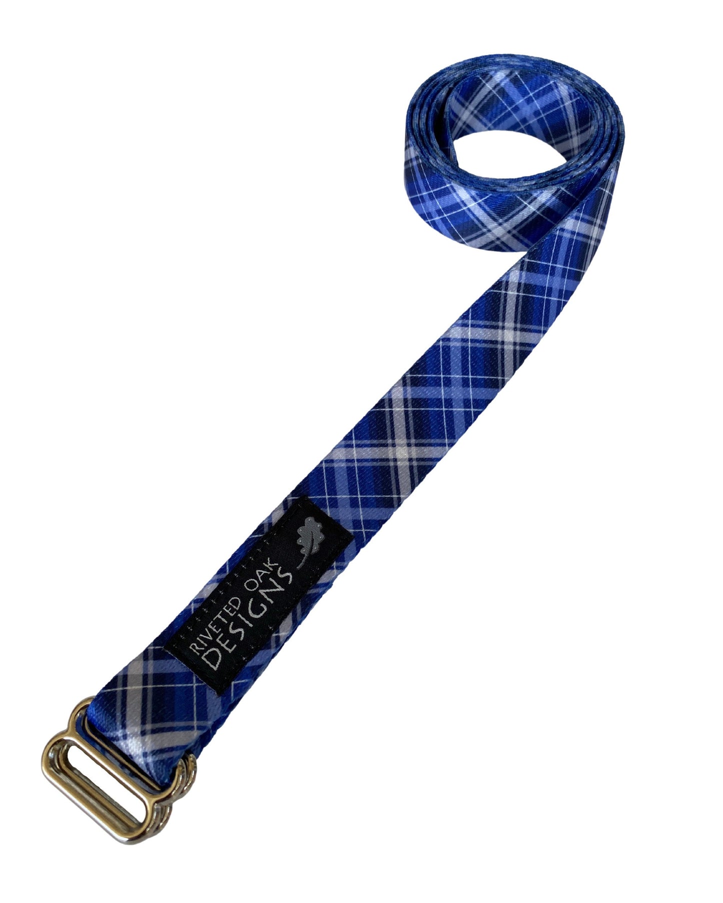 Blue Plaid Webbing Double Slider Belt - 1" Blue Hiking Belt - Backpacking Belt - Fun Belt - Hiking Gear - Backpacking Gear