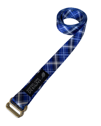 Blue Plaid Webbing Double Slider Belt - 1" Blue Hiking Belt - Backpacking Belt - Fun Belt - Hiking Gear - Backpacking Gear