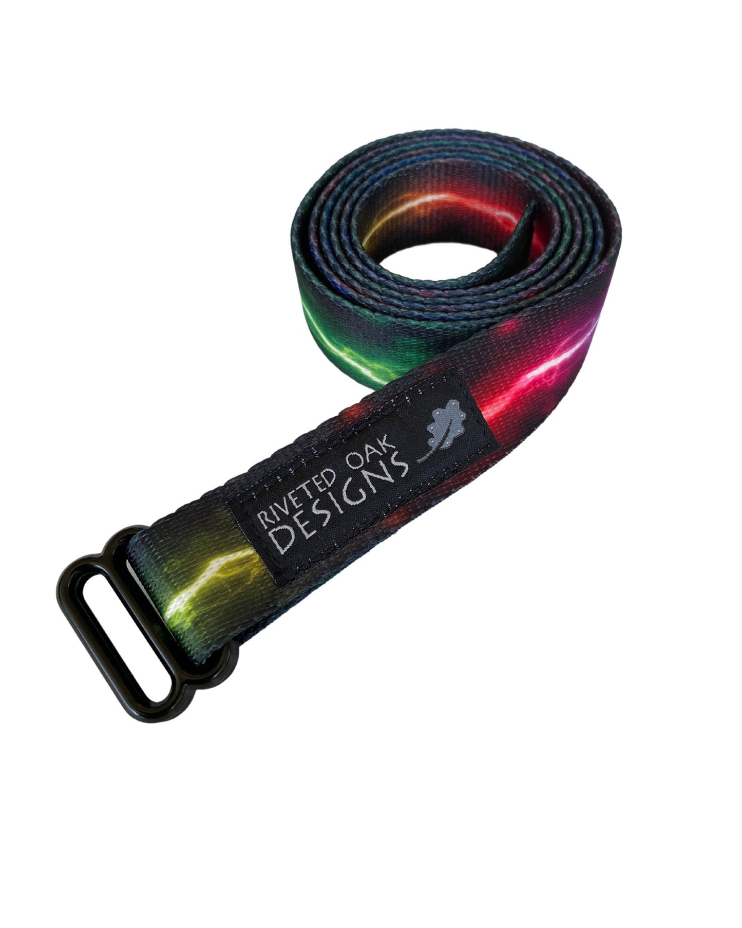 Rainbow Lightning Webbing Double Slider Belt - 1" Rainbow Hiking Belt - Backpacking Belt - Fun Belt - Hiking Gear - Backpacking Gear