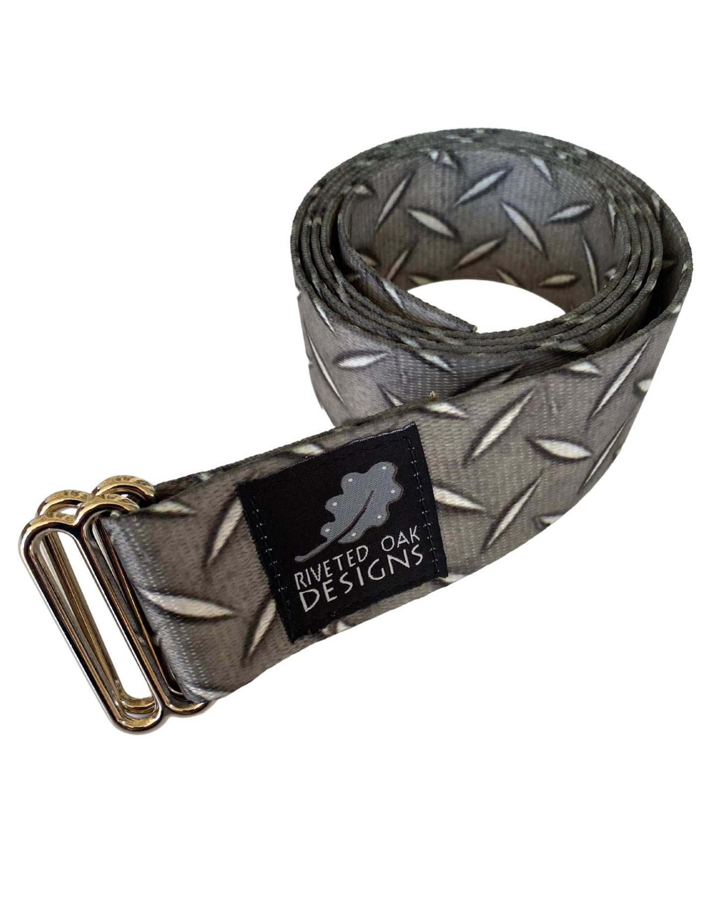 Gray Diamond Plate Webbing Double Slider Belt - 1.5" Grey Hiking Belt - Backpacking Belt - EDC Belt - Hiking Gear - Backpacking Gear