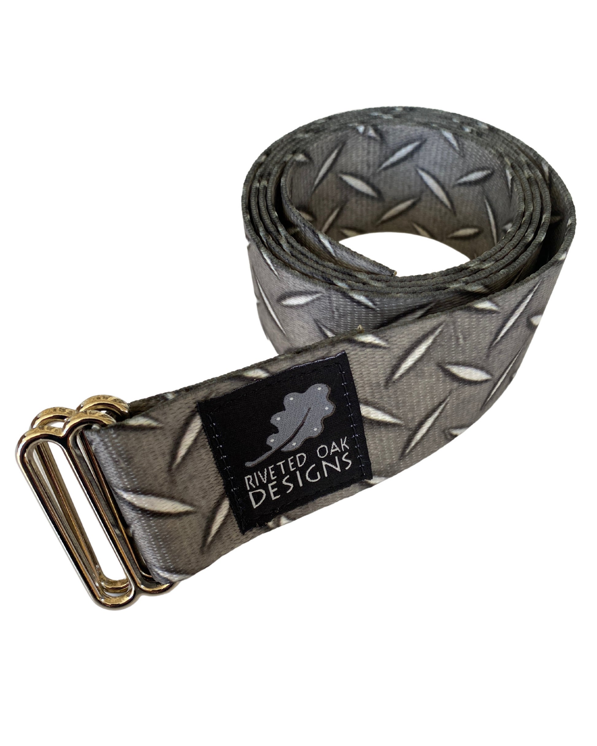 Gray Diamond Plate Webbing Double Slider Belt - 1.5" Grey Hiking Belt - Backpacking Belt - EDC Belt - Hiking Gear - Backpacking Gear