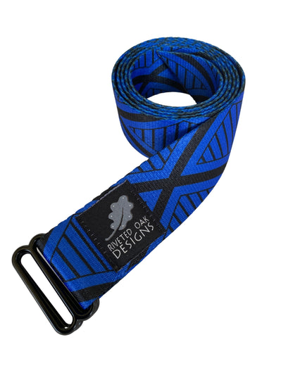Blue Diamond Webbing Double Slider Belt - 1.5" Blue Hiking Belt - Backpacking Belt - EDC Belt - Hiking Gear - Backpacking Gear