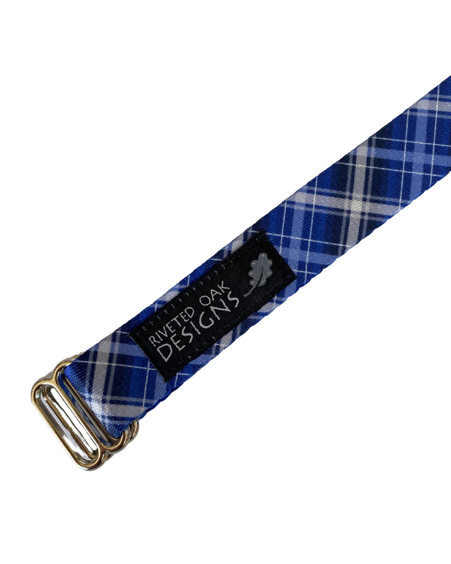 Blue Plaid Webbing Double Slider Belt - 1" Blue Hiking Belt - Backpacking Belt - Fun Belt - Hiking Gear - Backpacking Gear