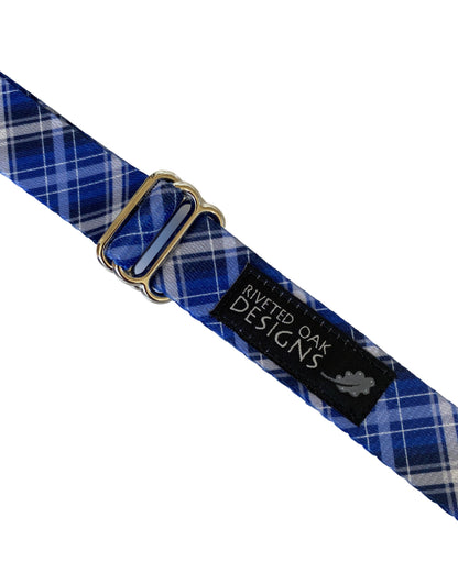 Blue Plaid Webbing Double Slider Belt - 1" Blue Hiking Belt - Backpacking Belt - Fun Belt - Hiking Gear - Backpacking Gear