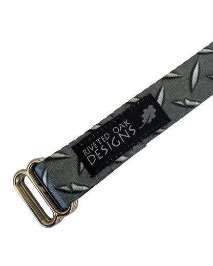 Gray Diamond Plate Webbing Double Slider Belt - 1" Grey Hiking Belt - Backpacking Belt - Fun Belt - Hiking Gear - Backpacking Gear