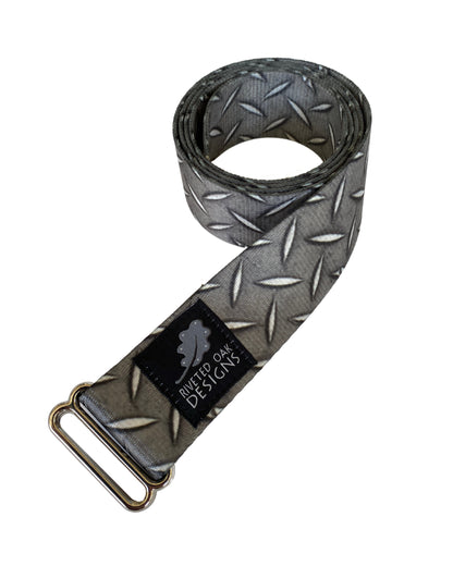 Gray Diamond Plate Webbing Double Slider Belt - 1.5" Grey Hiking Belt - Backpacking Belt - EDC Belt - Hiking Gear - Backpacking Gear
