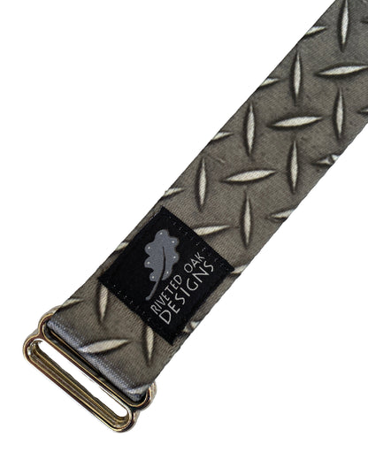 Gray Diamond Plate Webbing Double Slider Belt - 1.5" Grey Hiking Belt - Backpacking Belt - EDC Belt - Hiking Gear - Backpacking Gear