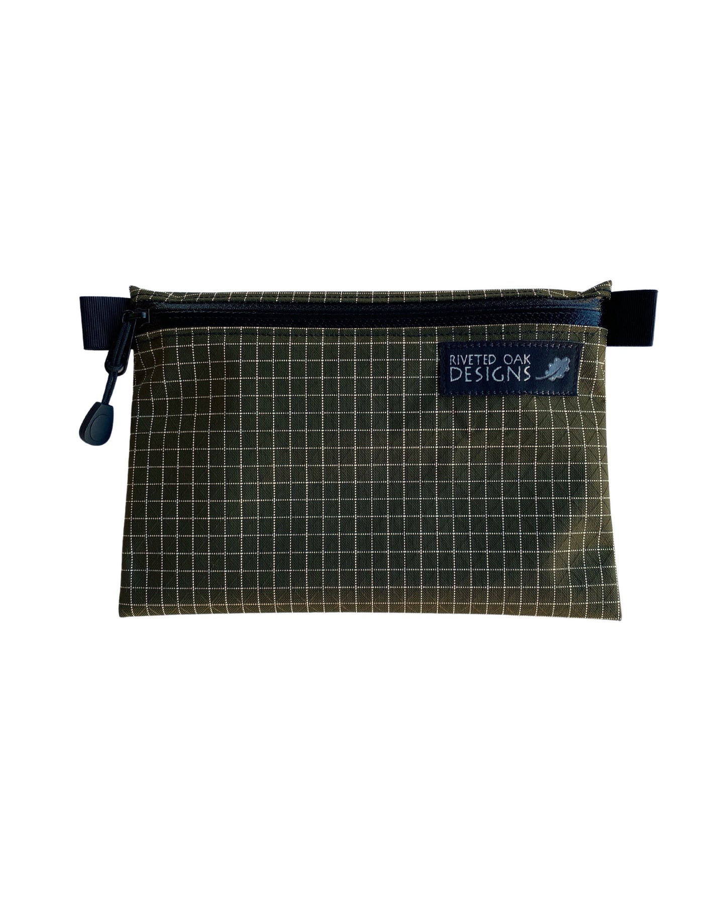 5"x7" Olive Green HDPE Gridstop Zipper Pouch - Ultralight Pouch - Dyneema Gridstop Pouch - Ultralight Backpacking Gear - Hiking Pouch